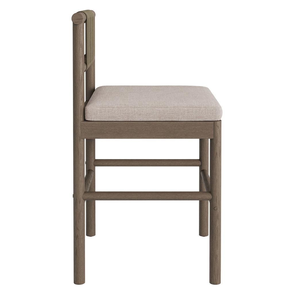 Eleni Outdoor Patio Teak Wood Counter Stools Set of 2 - Weathered Gray Pebble
