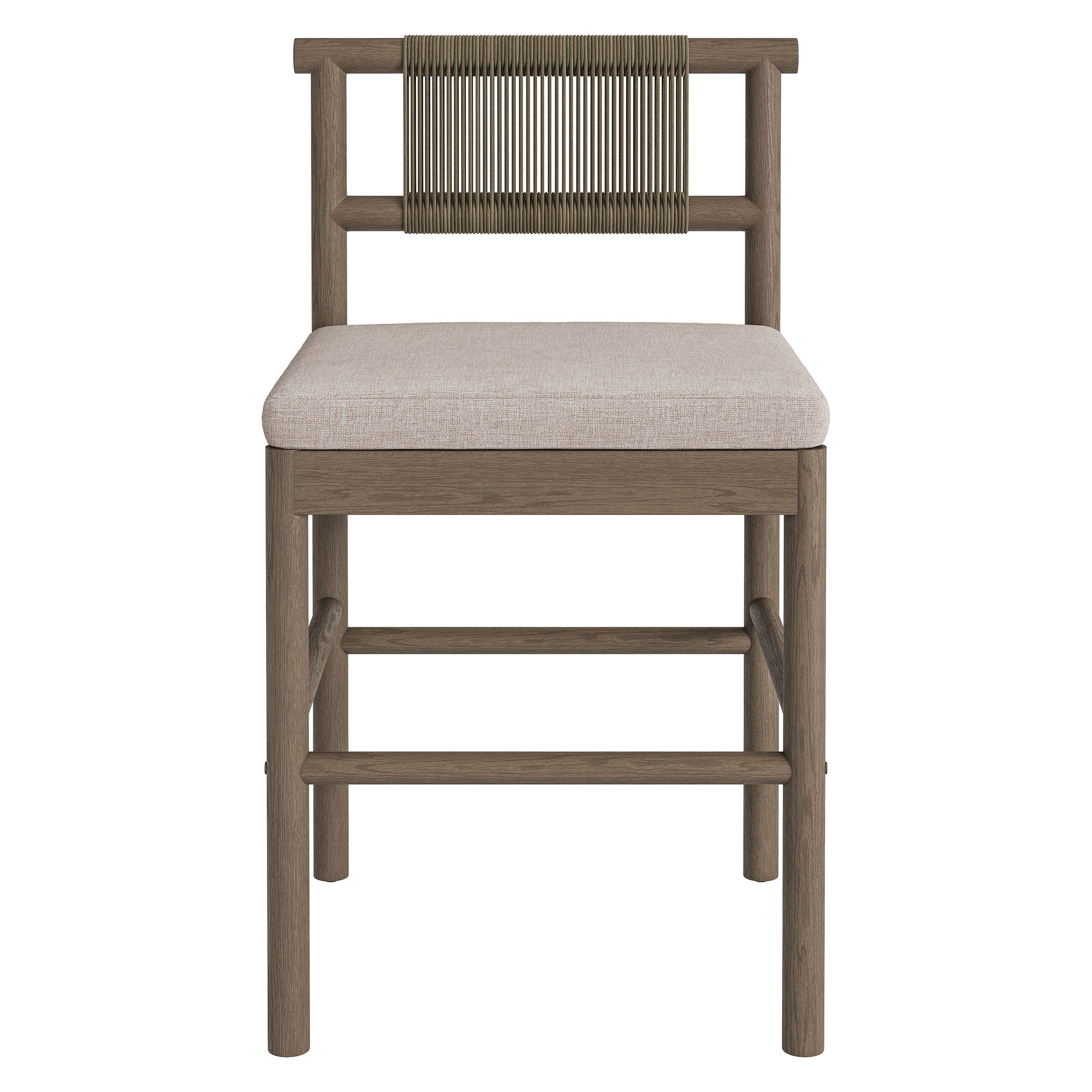 Eleni Outdoor Patio Teak Wood Counter Stools Set of 2 - Weathered Gray Pebble
