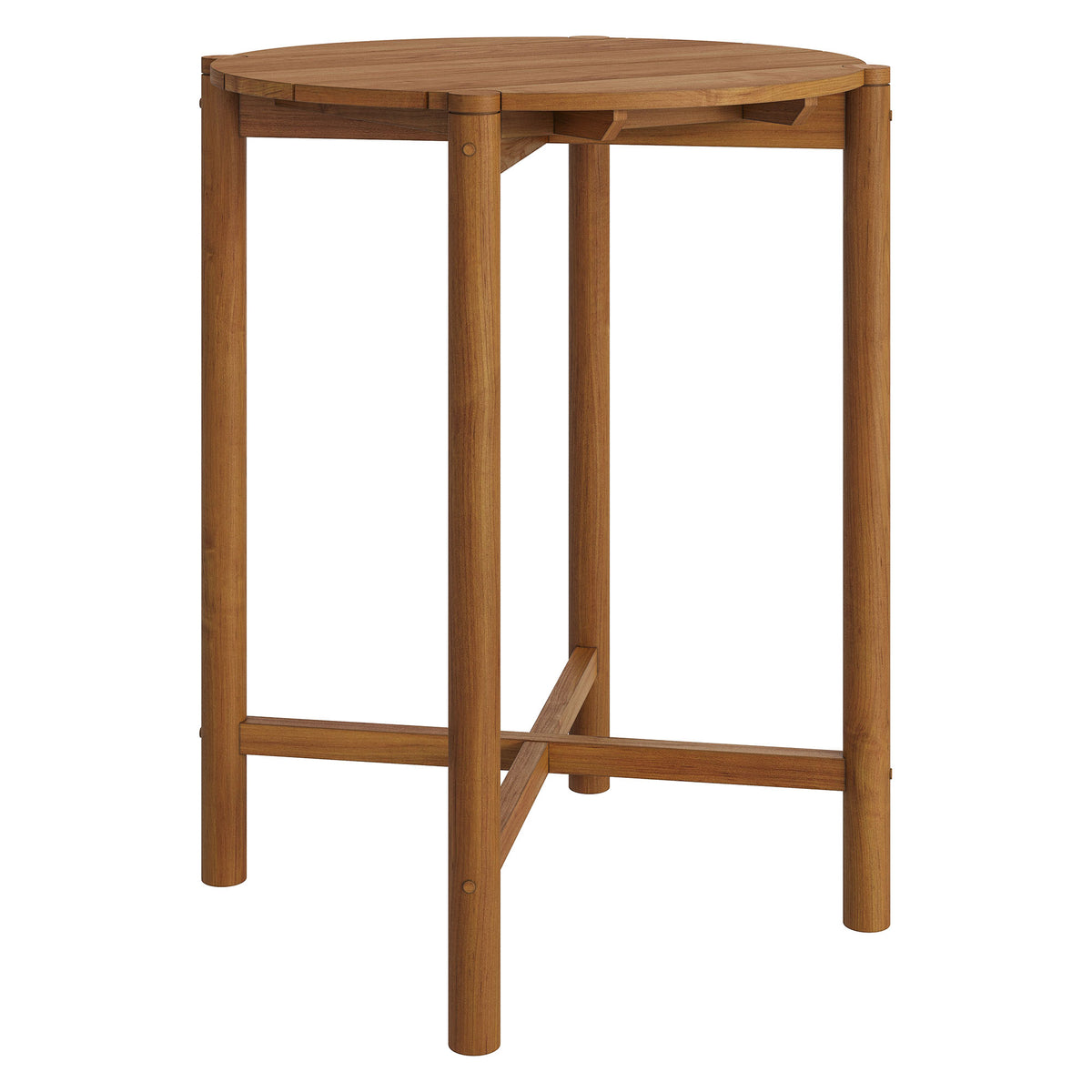 Eleni Round 35 Inch Outdoor Patio Teak Wood Round Bar Table - Natural