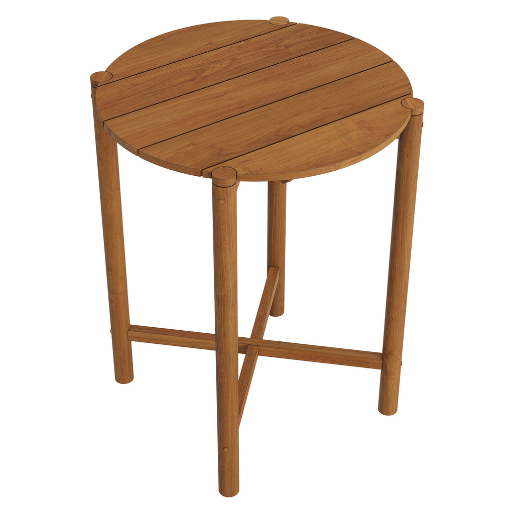 Eleni Round 35 Inch Outdoor Patio Teak Wood Round Bar Table - Natural