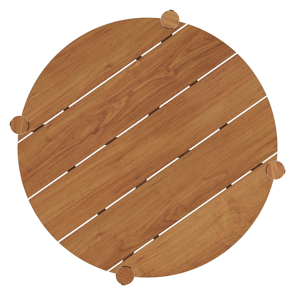 Eleni Round 35 Inch Outdoor Patio Teak Wood Round Bar Table - Natural