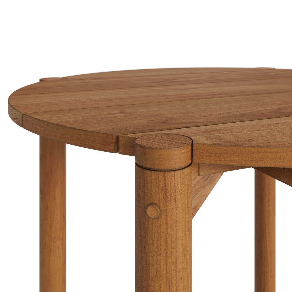 Eleni Round 35 Inch Outdoor Patio Teak Wood Round Bar Table - Natural
