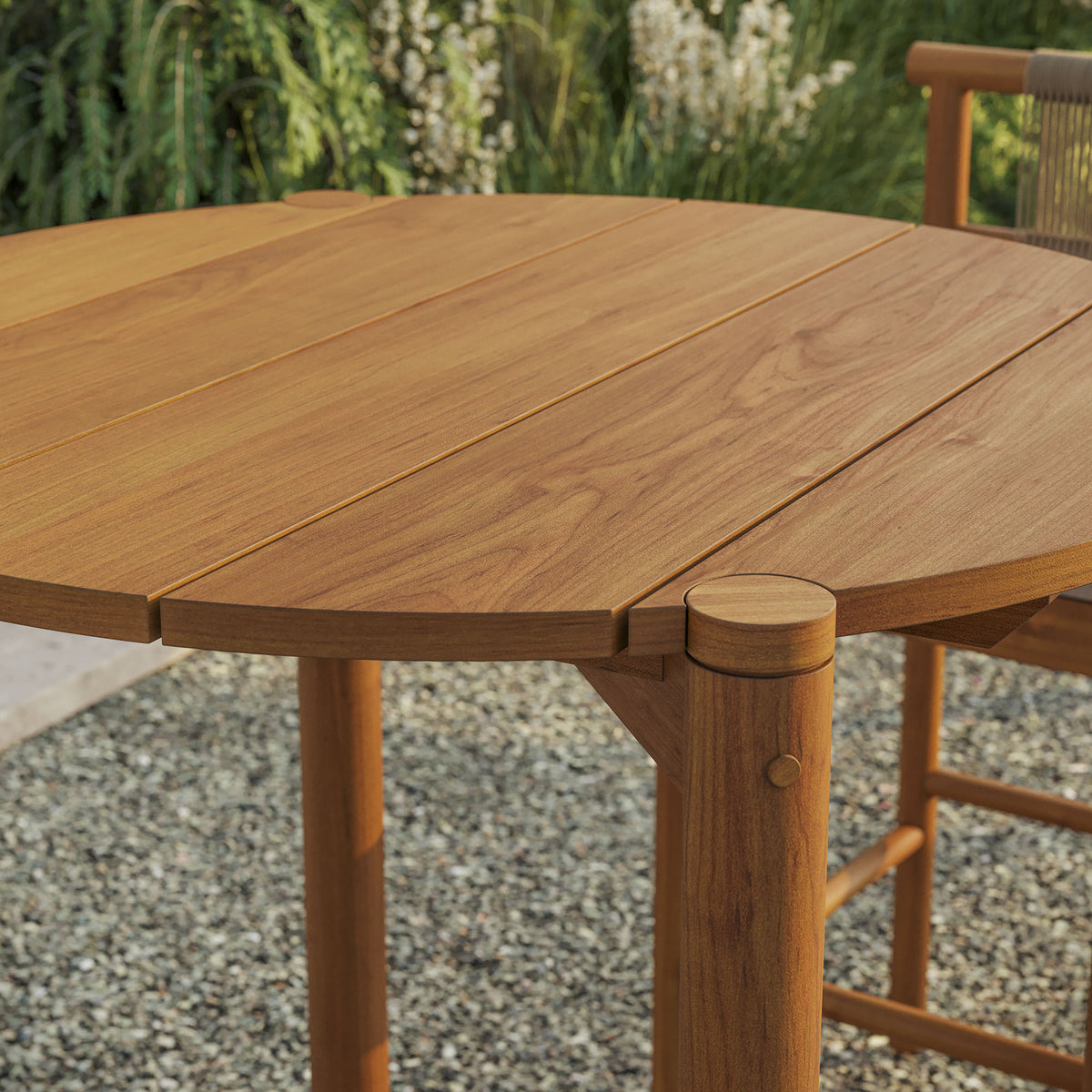 Eleni Round 35 Inch Outdoor Patio Teak Wood Round Bar Table - Natural