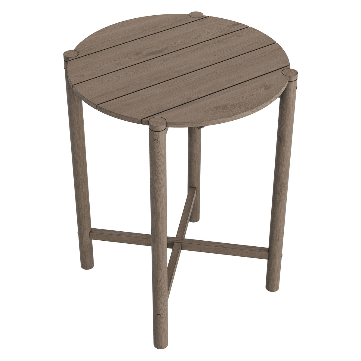 Eleni Round 35 Inch Outdoor Patio Teak Wood Round Bar Table - Weathered Gray Teak