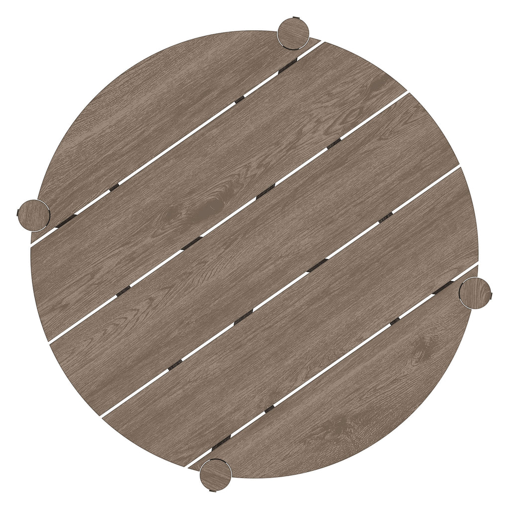 Eleni Round 35 Inch Outdoor Patio Teak Wood Round Bar Table - Weathered Gray Teak