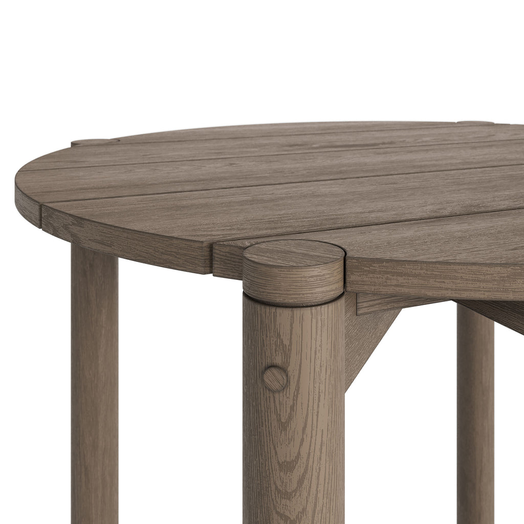 Eleni Round 35 Inch Outdoor Patio Teak Wood Round Bar Table - Weathered Gray Teak