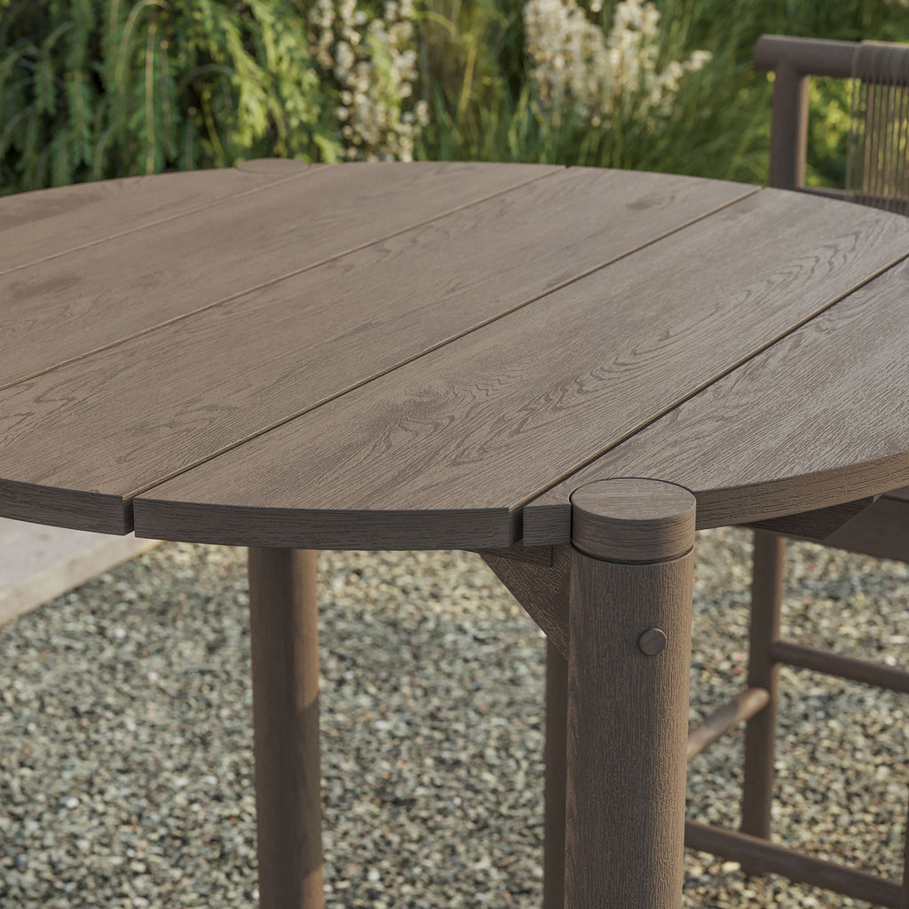 Eleni Round 35 Inch Outdoor Patio Teak Wood Round Bar Table - Weathered Gray Teak