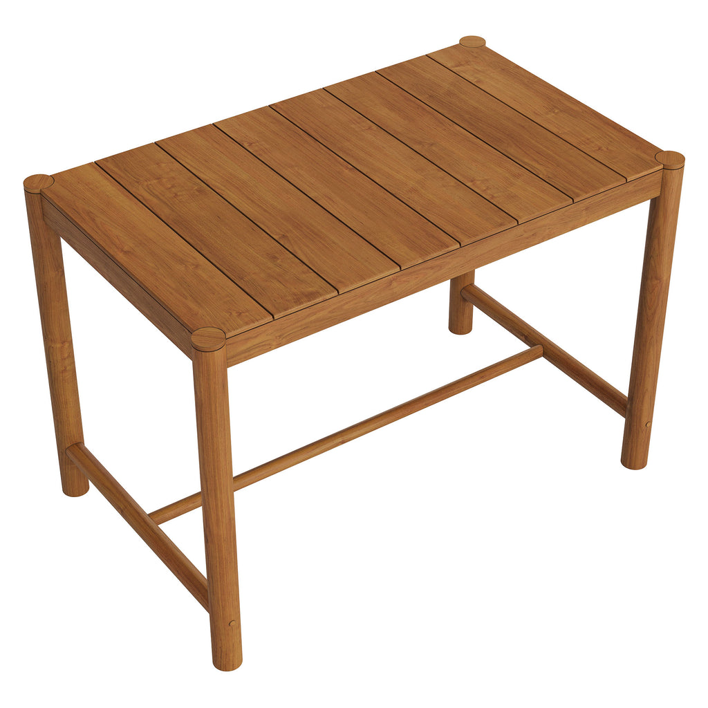 Eleni Rectangle 56-Inch Outdoor Patio Teak Wood Rectangular Bar Table - Natural