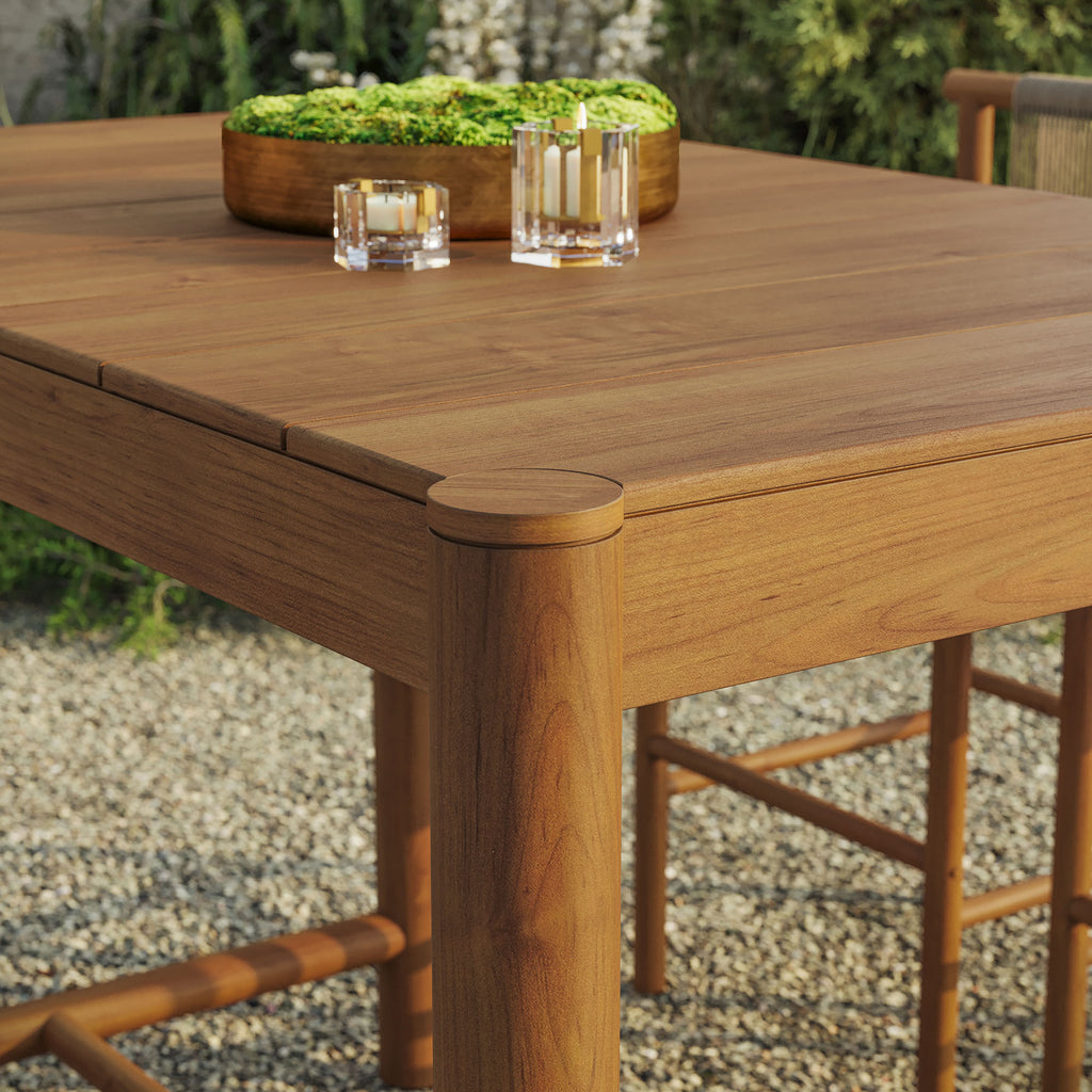 Eleni Rectangle 56-Inch Outdoor Patio Teak Wood Rectangular Bar Table - Natural