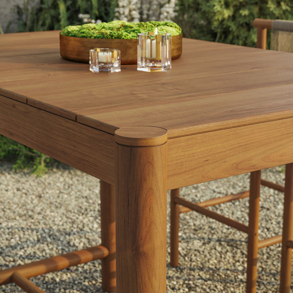 Eleni Rectangle 56-Inch Outdoor Patio Teak Wood Rectangular Bar Table - Natural