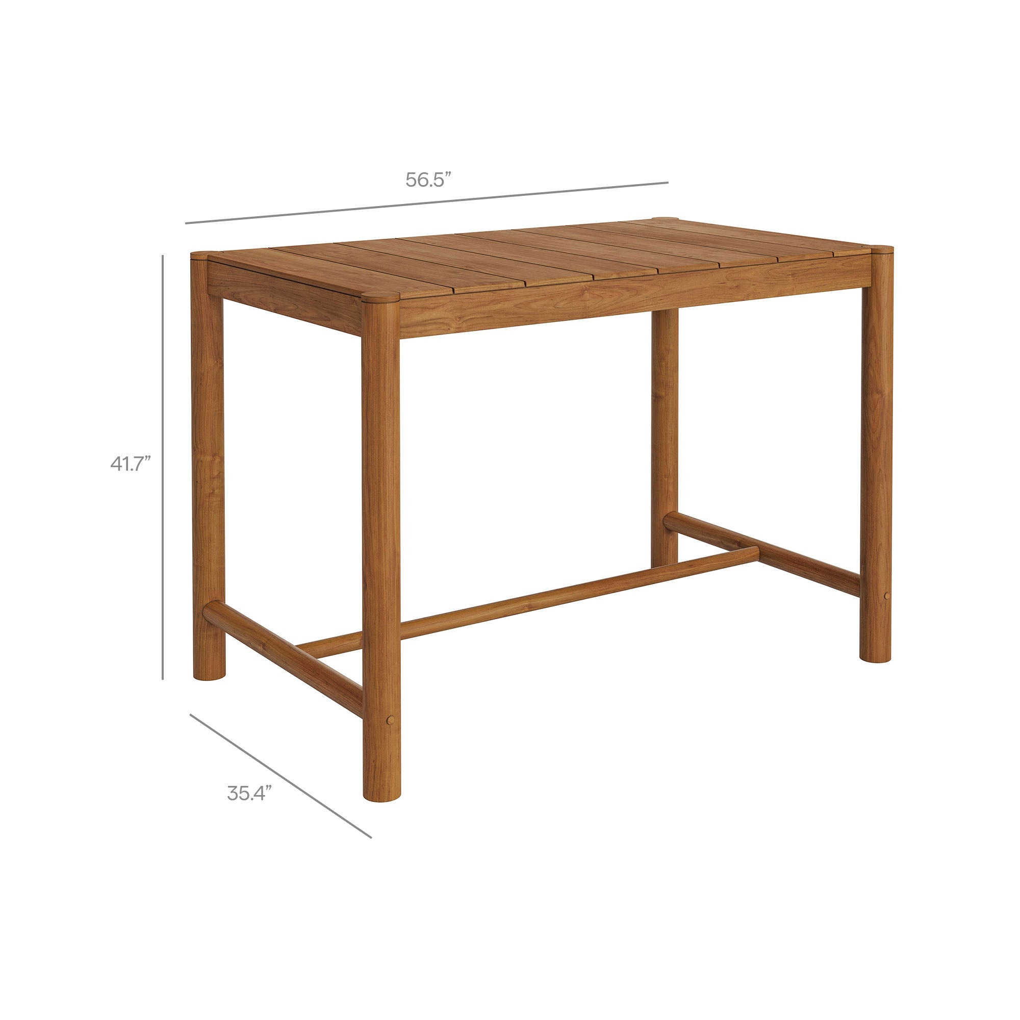 Eleni Rectangle 56-Inch Outdoor Patio Teak Wood Rectangular Bar Table - Natural