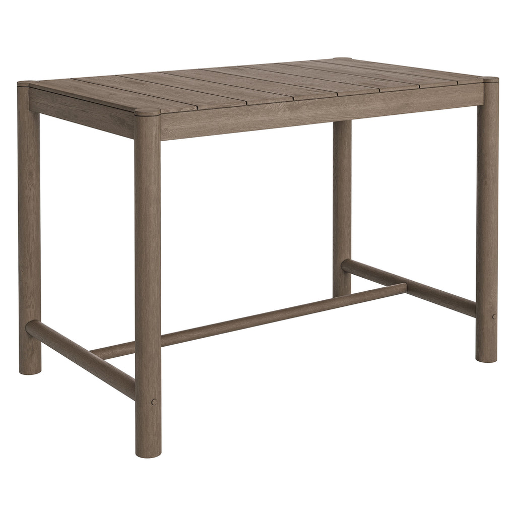 Eleni Rectangle 56-Inch Outdoor Patio Teak Wood Rectangular Bar Table - Weathered Gray Teak