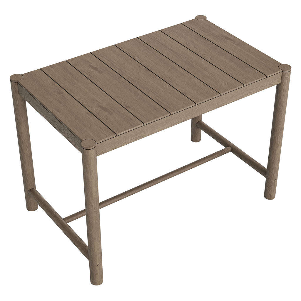 Eleni Rectangle 56-Inch Outdoor Patio Teak Wood Rectangular Bar Table - Weathered Gray Teak