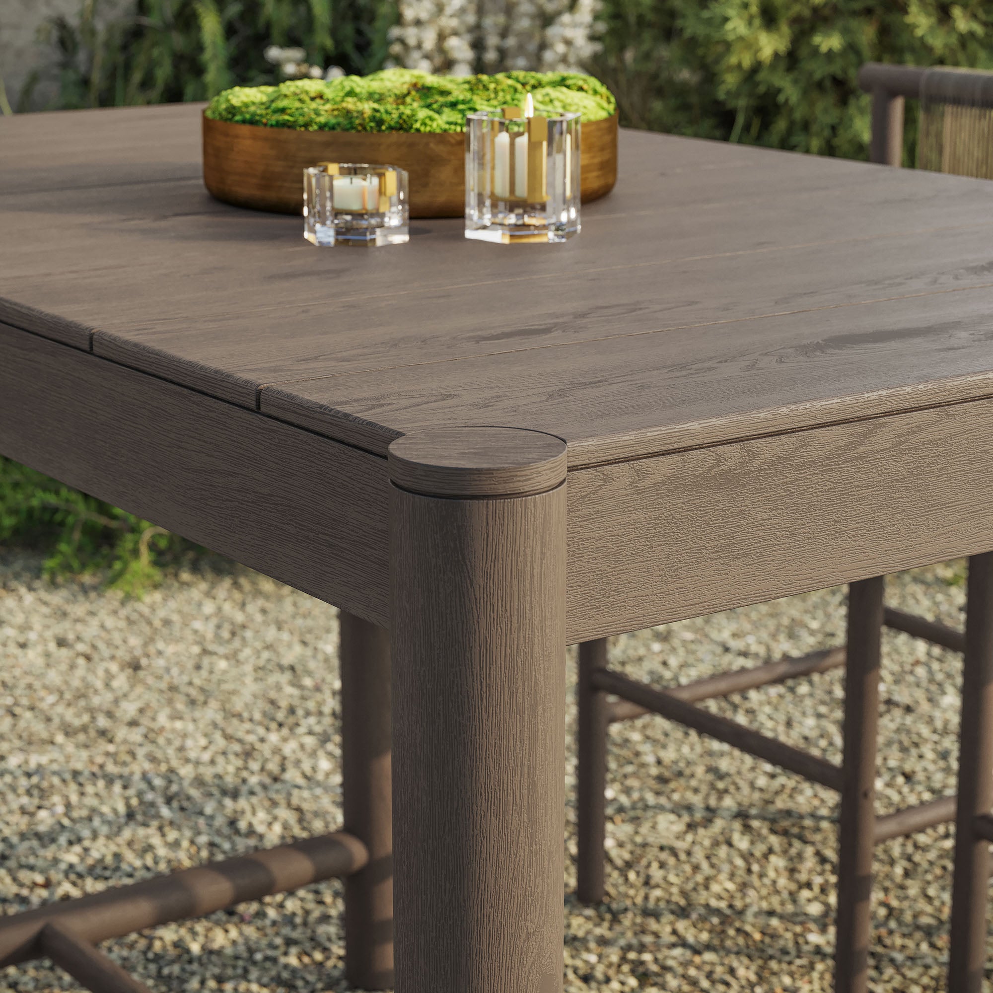 Eleni Rectangle 56-Inch Outdoor Patio Teak Wood Rectangular Bar Table - Weathered Gray Teak
