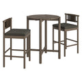 Eleni 3-Piece Outdoor Patio Teak Wood Bar Set - Weathered Gray Flint
