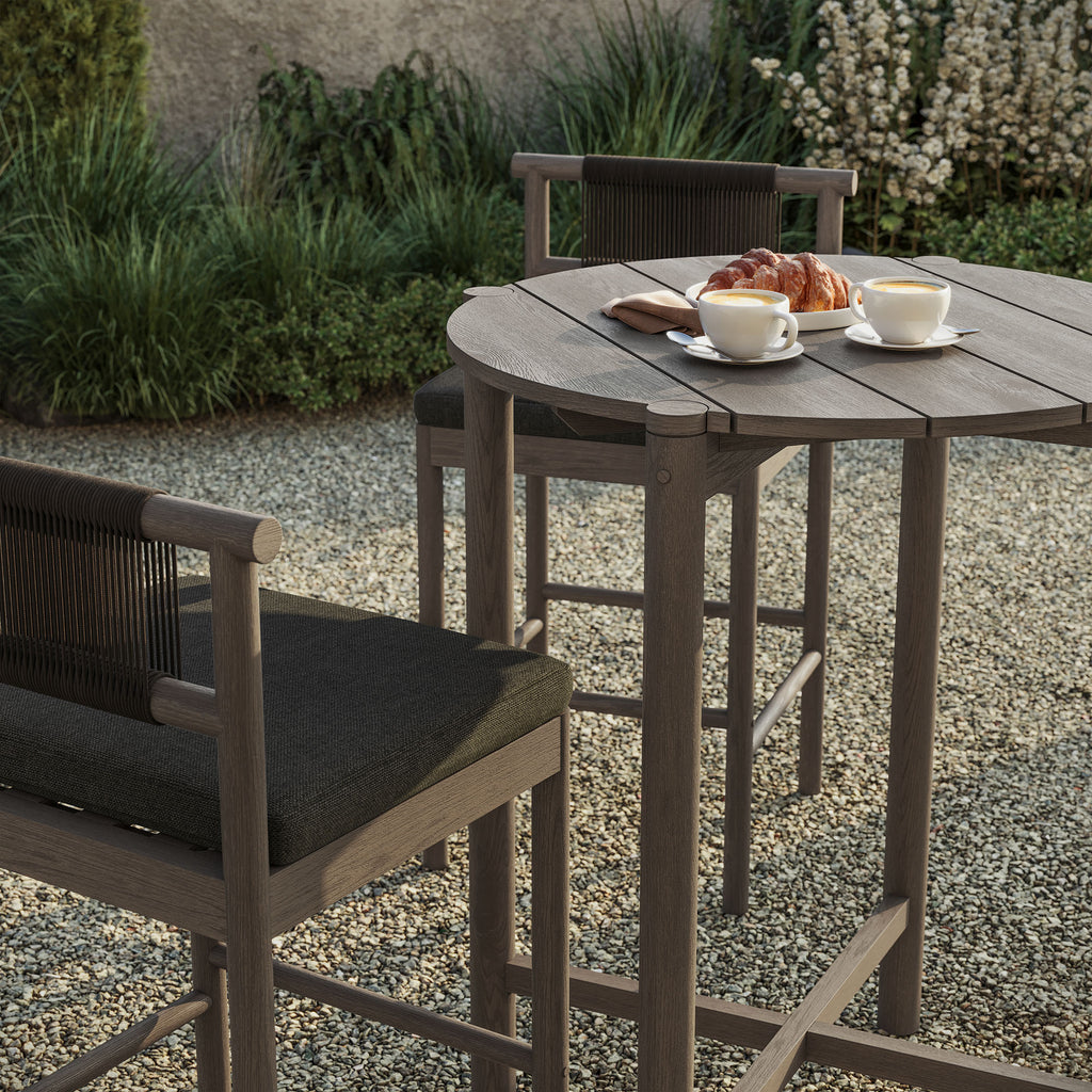 Eleni 3-Piece Outdoor Patio Teak Wood Bar Set - Weathered Gray Flint