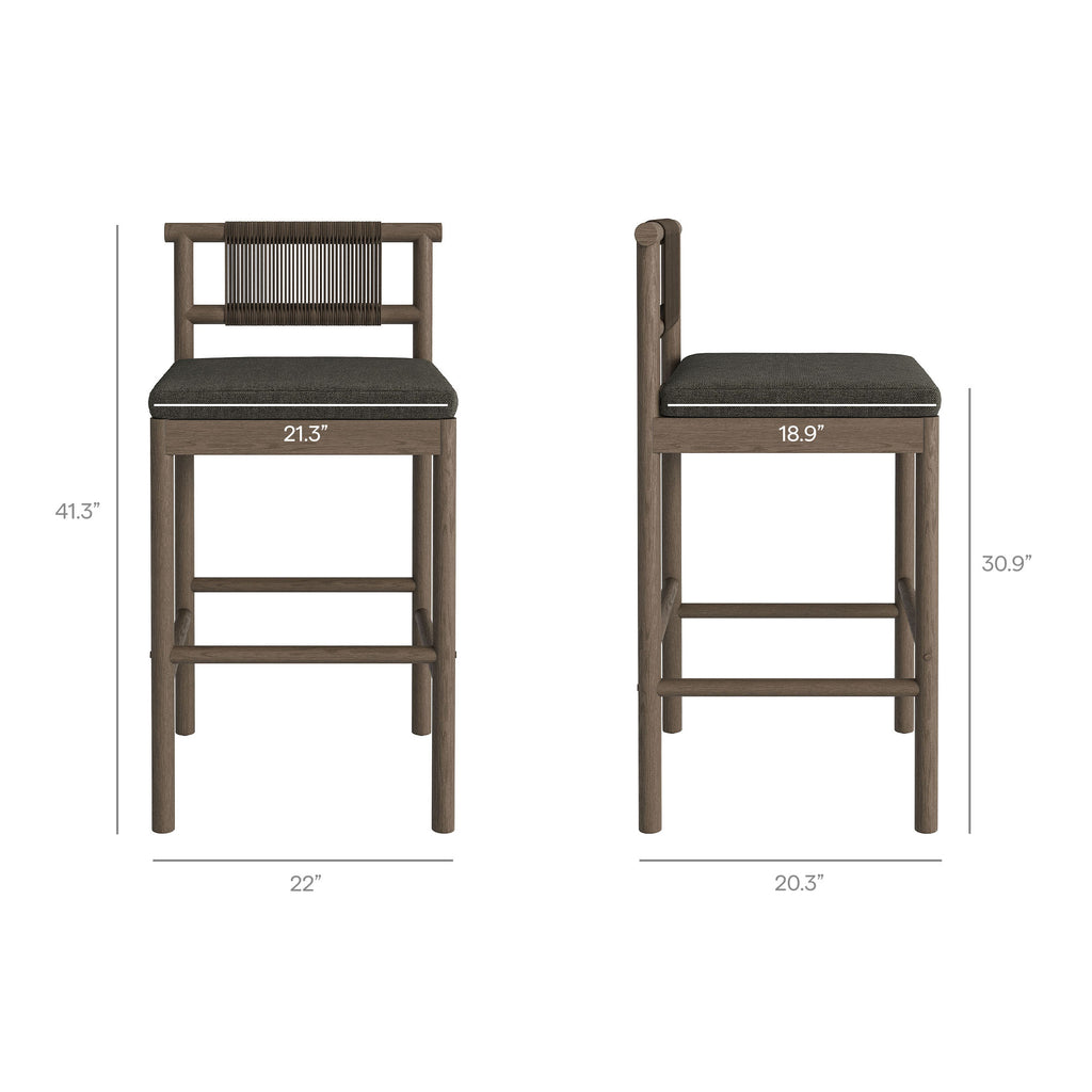 Eleni 3-Piece Outdoor Patio Teak Wood Bar Set - Weathered Gray Flint