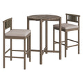 Eleni 3-Piece Outdoor Patio Teak Wood Bar Set - Weathered Gray Pebble