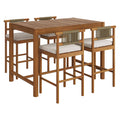 Eleni 5-Piece Outdoor Patio Teak Wood Bar Set - Natural Sail