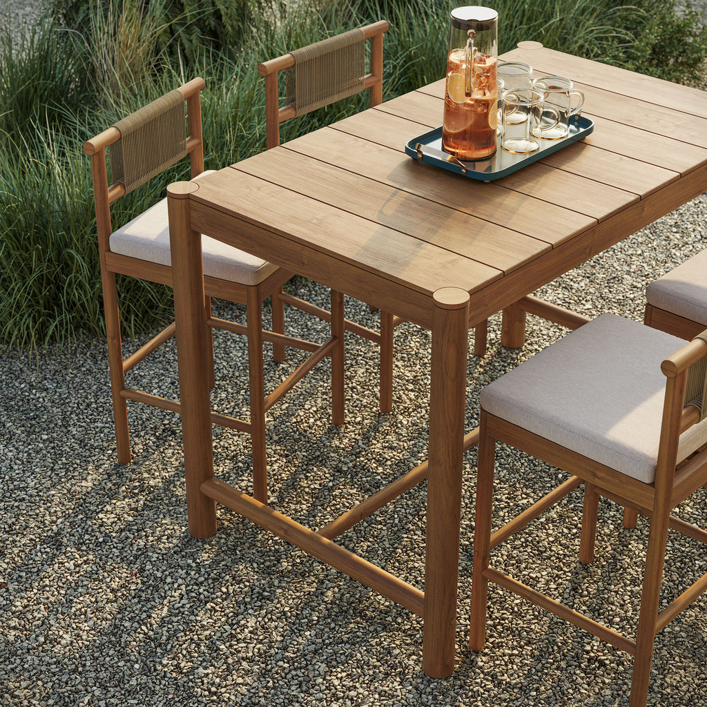 Eleni 5-Piece Outdoor Patio Teak Wood Bar Set - Natural Sail