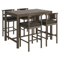Eleni 5-Piece Outdoor Patio Teak Wood Bar Set - Weathered Gray Flint