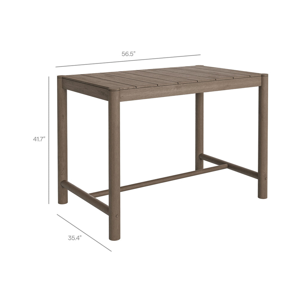 Eleni 5-Piece Outdoor Patio Teak Wood Bar Set - Weathered Gray Flint