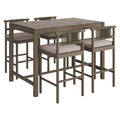 Eleni 5-Piece Outdoor Patio Teak Wood Bar Set - Weathered Gray Pebble
