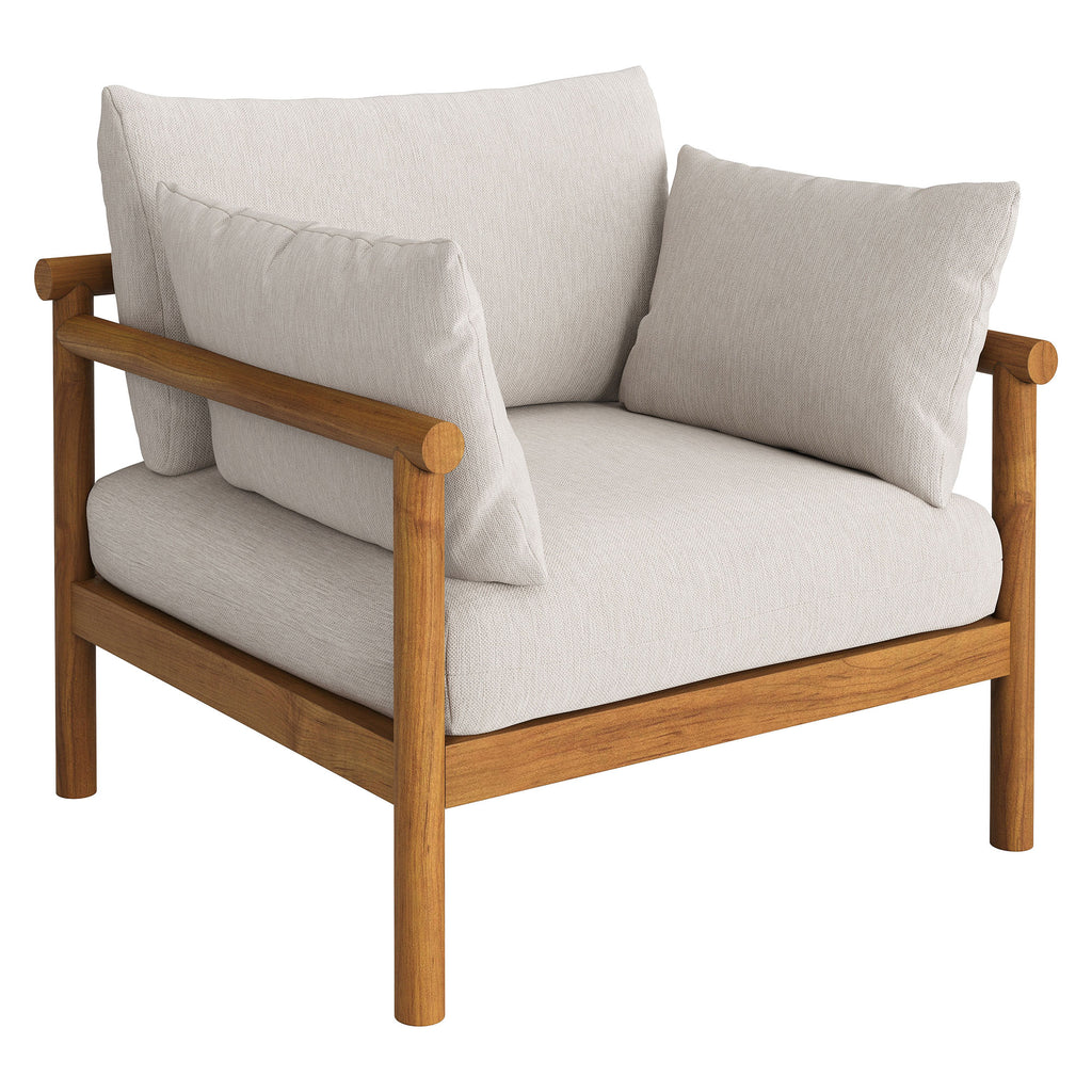 Eleni Outdoor Patio Teak Wood Armchair - Natural Sail