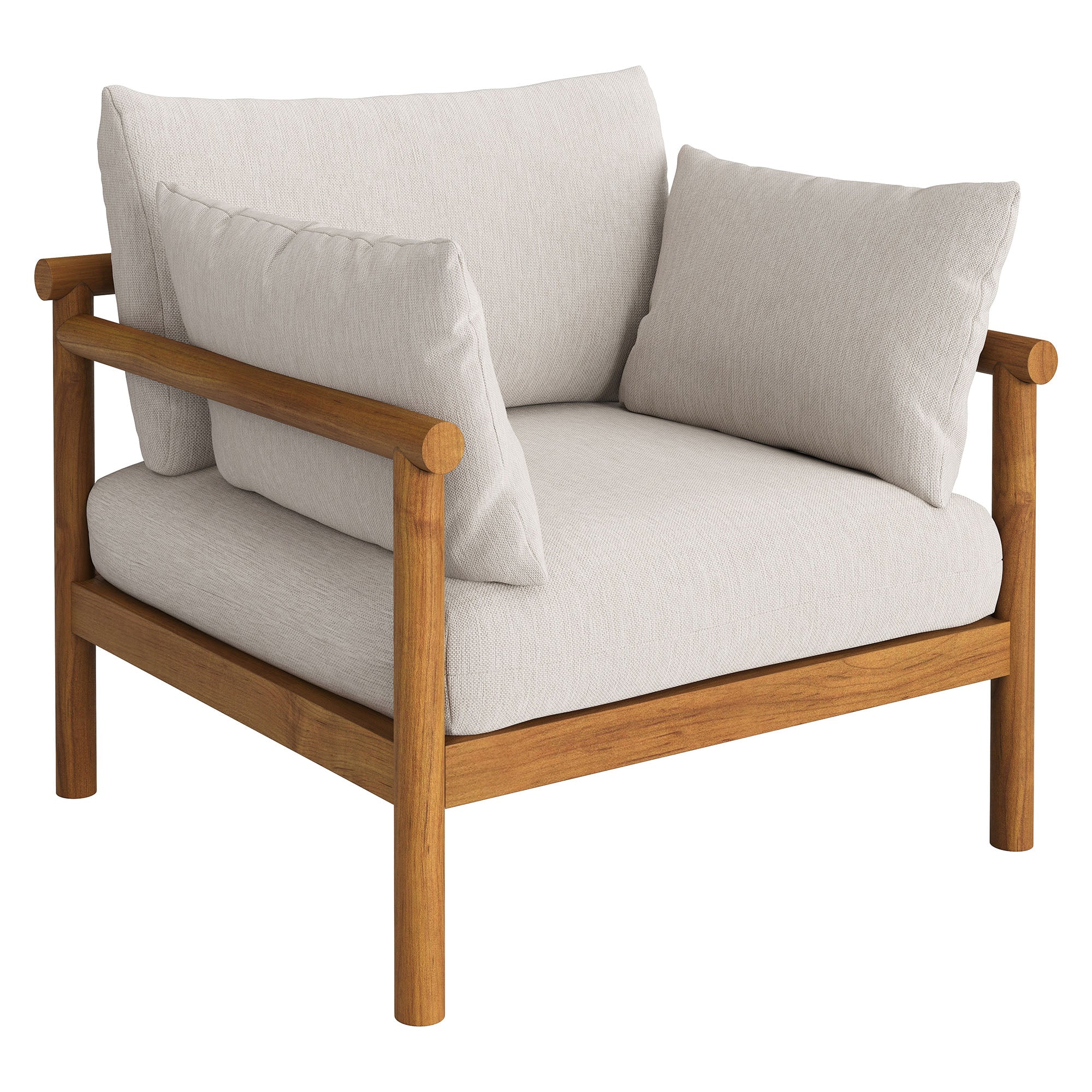 Eleni 2-Piece Outdoor Patio Teak Wood Armchair and Ottoman Set - Natural Sail