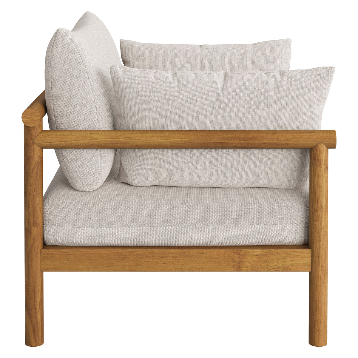 Eleni Outdoor Patio Teak Wood Armchair - Natural Sail