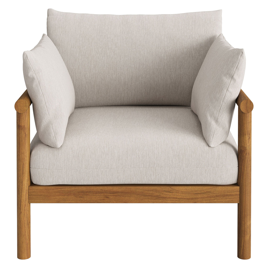 Eleni 2-Piece Outdoor Patio Teak Wood Armchair and Ottoman Set - Natural Sail