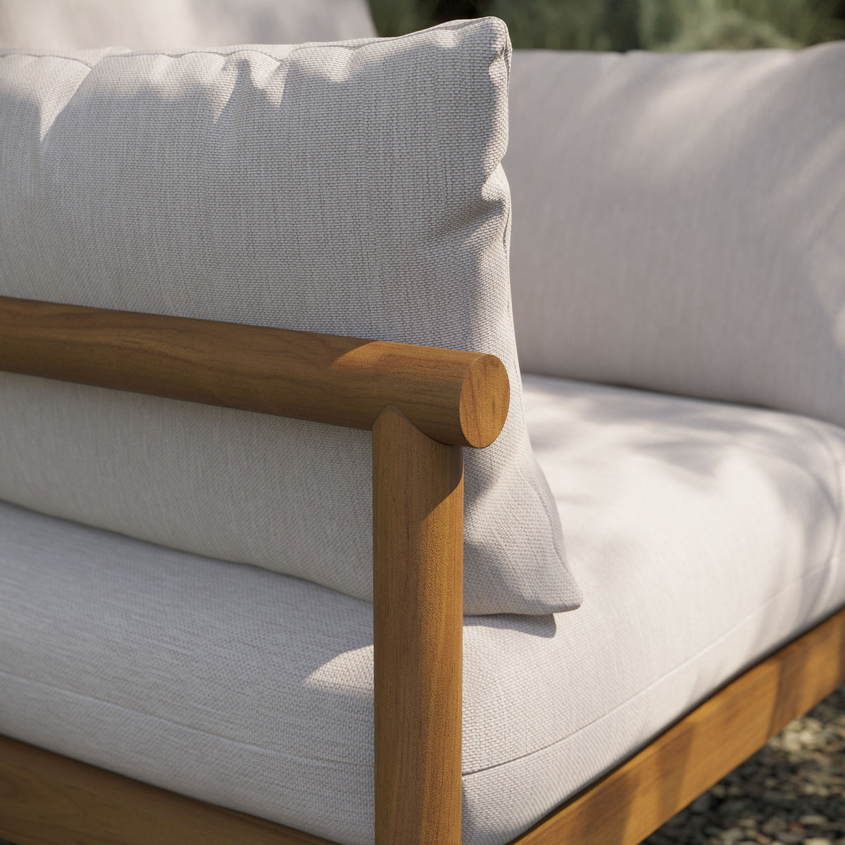 Eleni Outdoor Patio Teak Wood Armchair - Natural Sail