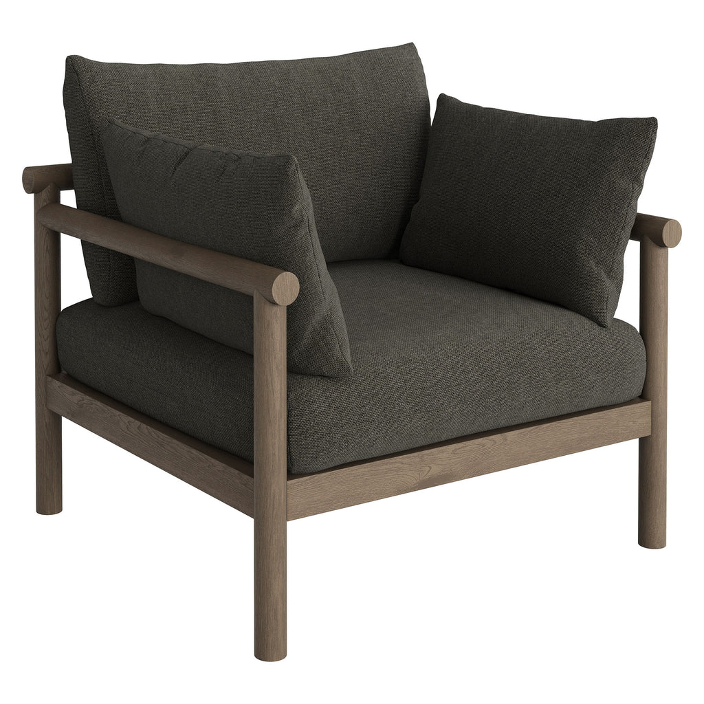 Eleni 2-Piece Outdoor Patio Teak Wood Armchair and Ottoman Set - Weathered Gray Flint