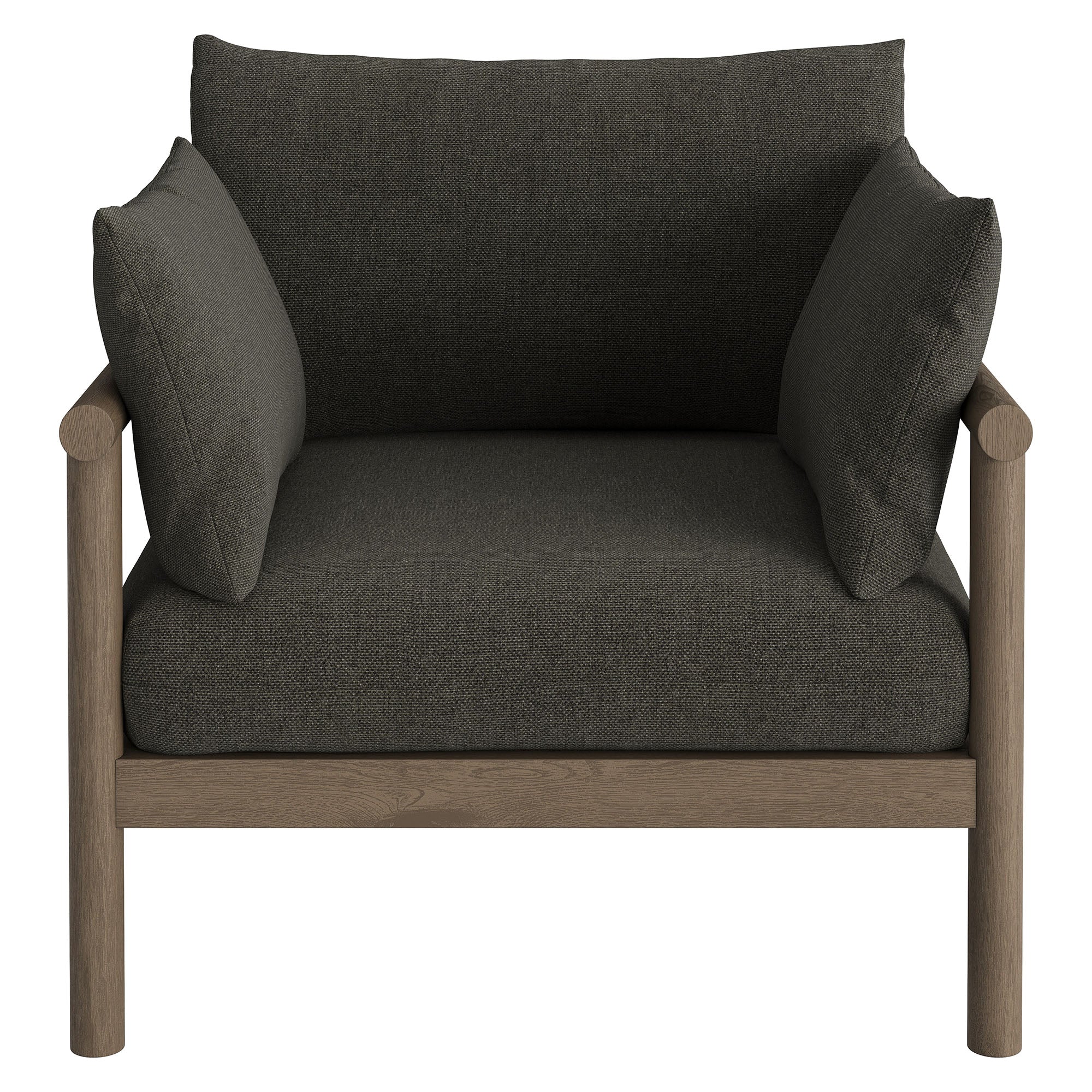 Eleni Outdoor Patio Teak Wood Armchair - Weathered Gray Flint