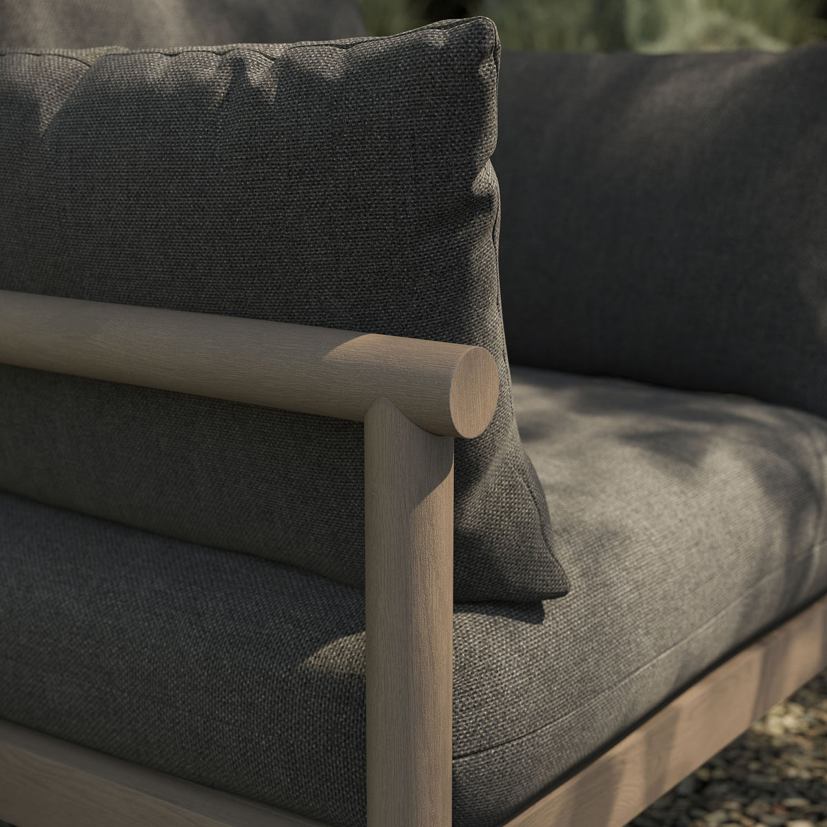 Eleni Outdoor Patio Teak Wood Armchair - Weathered Gray Flint