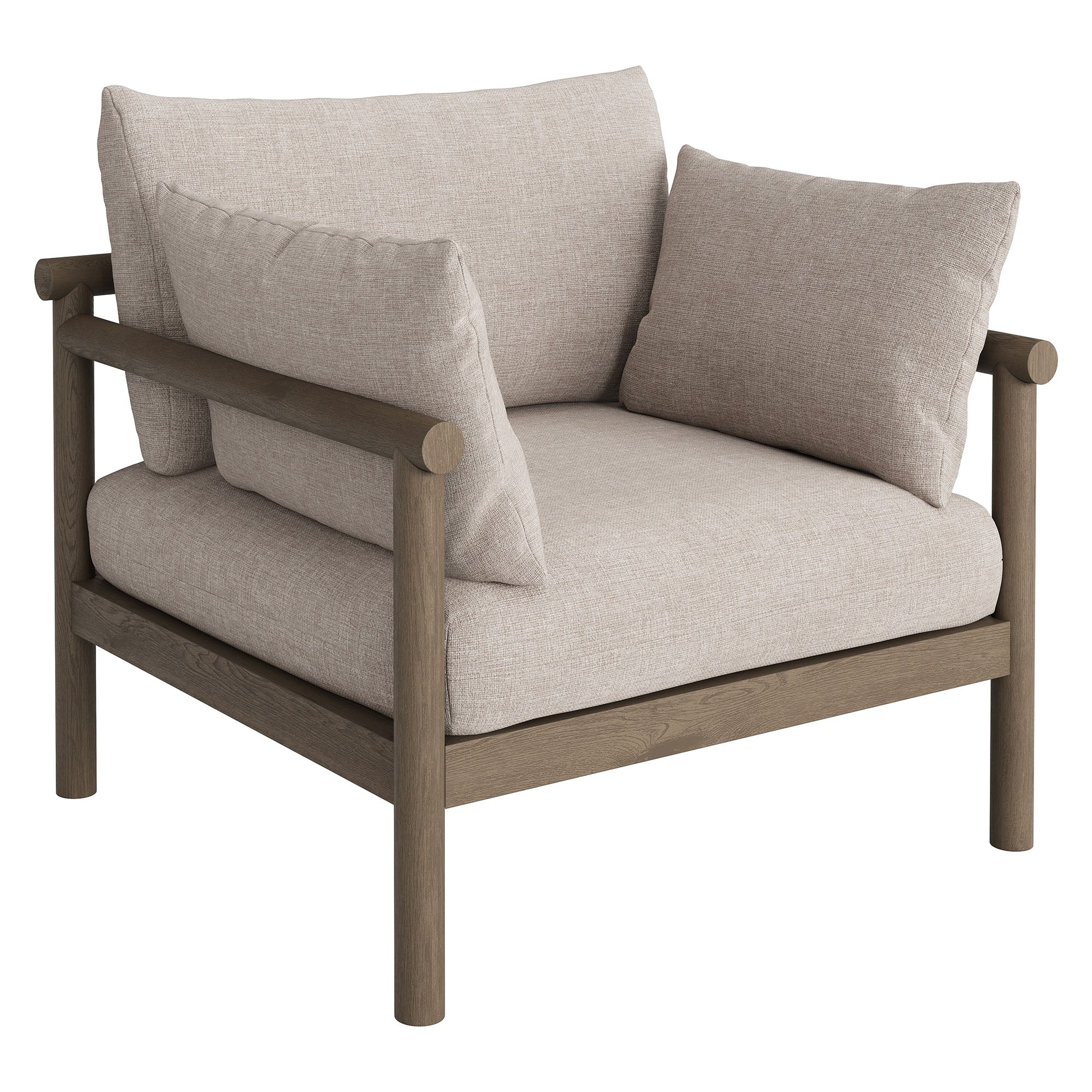 Eleni 5-Piece Outdoor Patio Teak Wood Furniture Set - Weathered Gray Pebble
