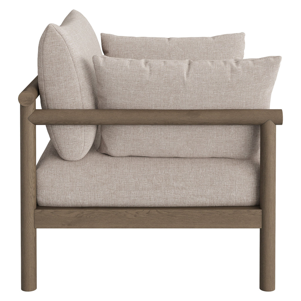 Eleni 2-Piece Outdoor Patio Teak Wood Armchair and Ottoman Set - Weathered Gray Pebble