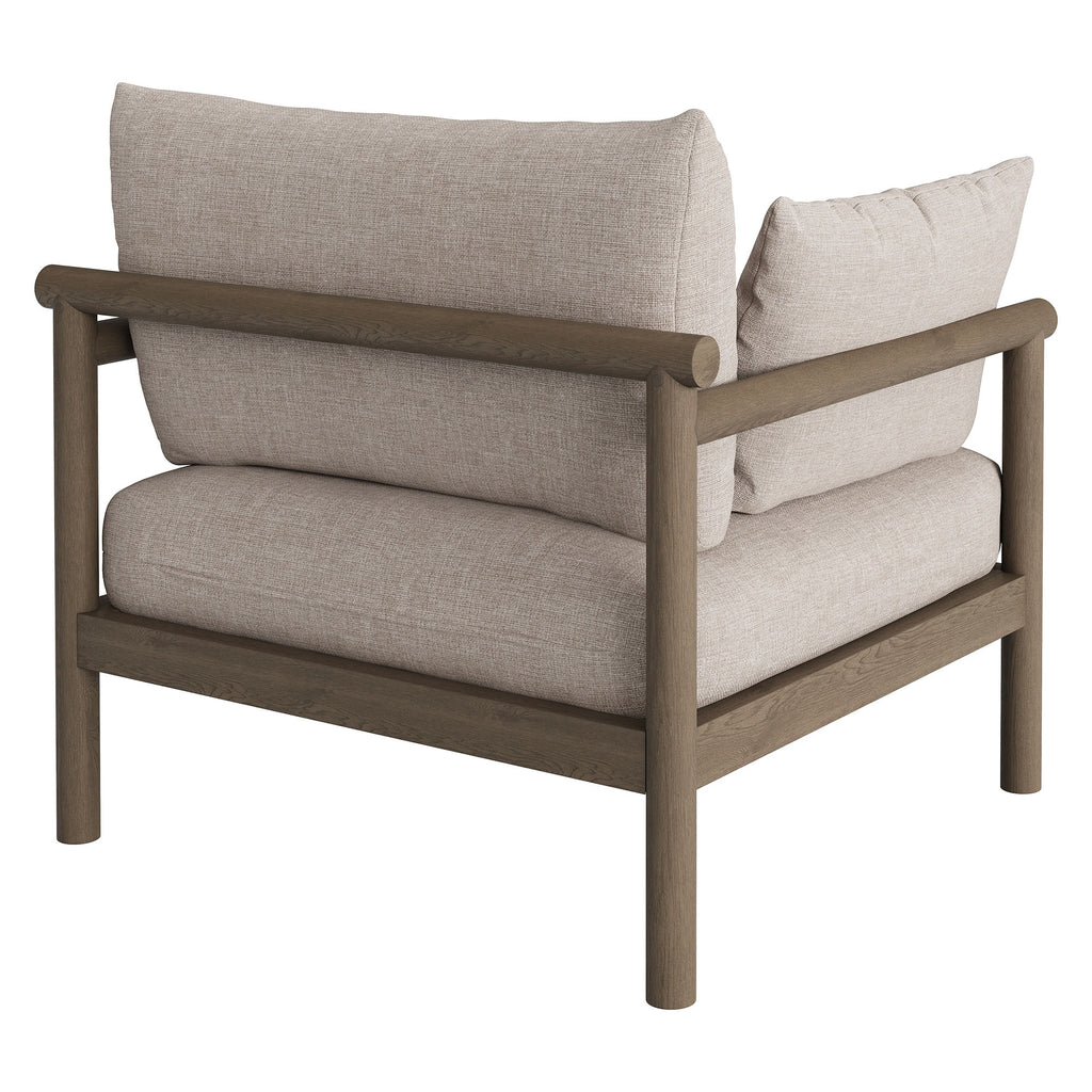 Eleni Outdoor Patio Teak Wood Armchair - Weathered Gray Pebble