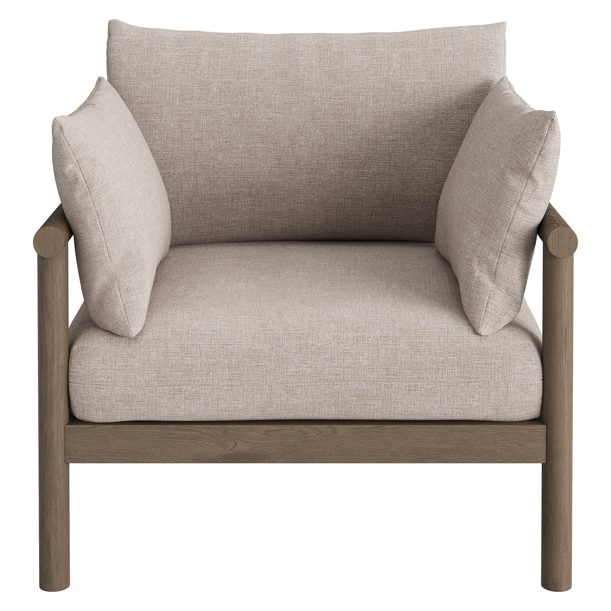 Eleni Outdoor Patio Teak Wood Armchair - Weathered Gray Pebble