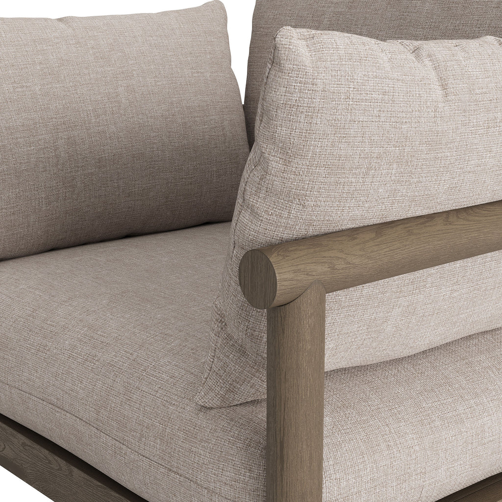 Eleni Outdoor Patio Teak Wood Armchair - Weathered Gray Pebble