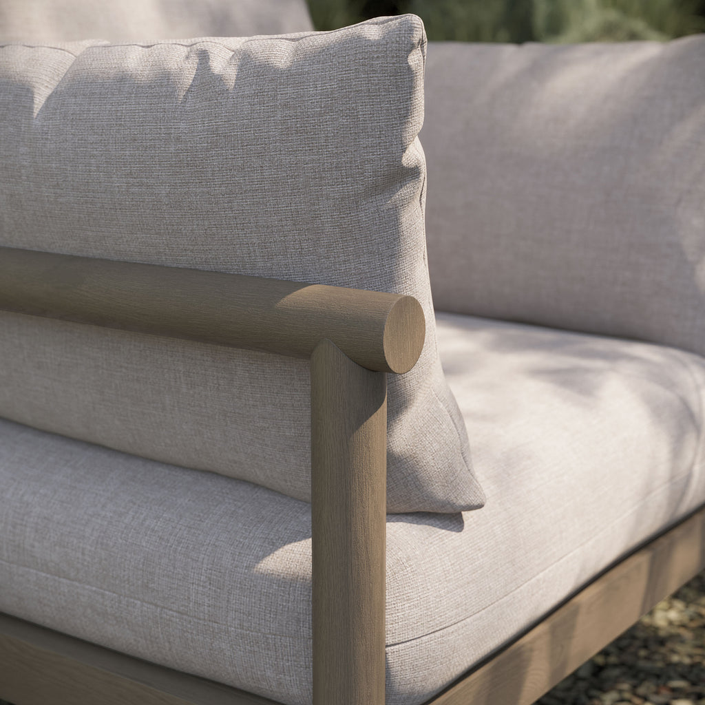 Eleni Outdoor Patio Teak Wood Armchair - Weathered Gray Pebble