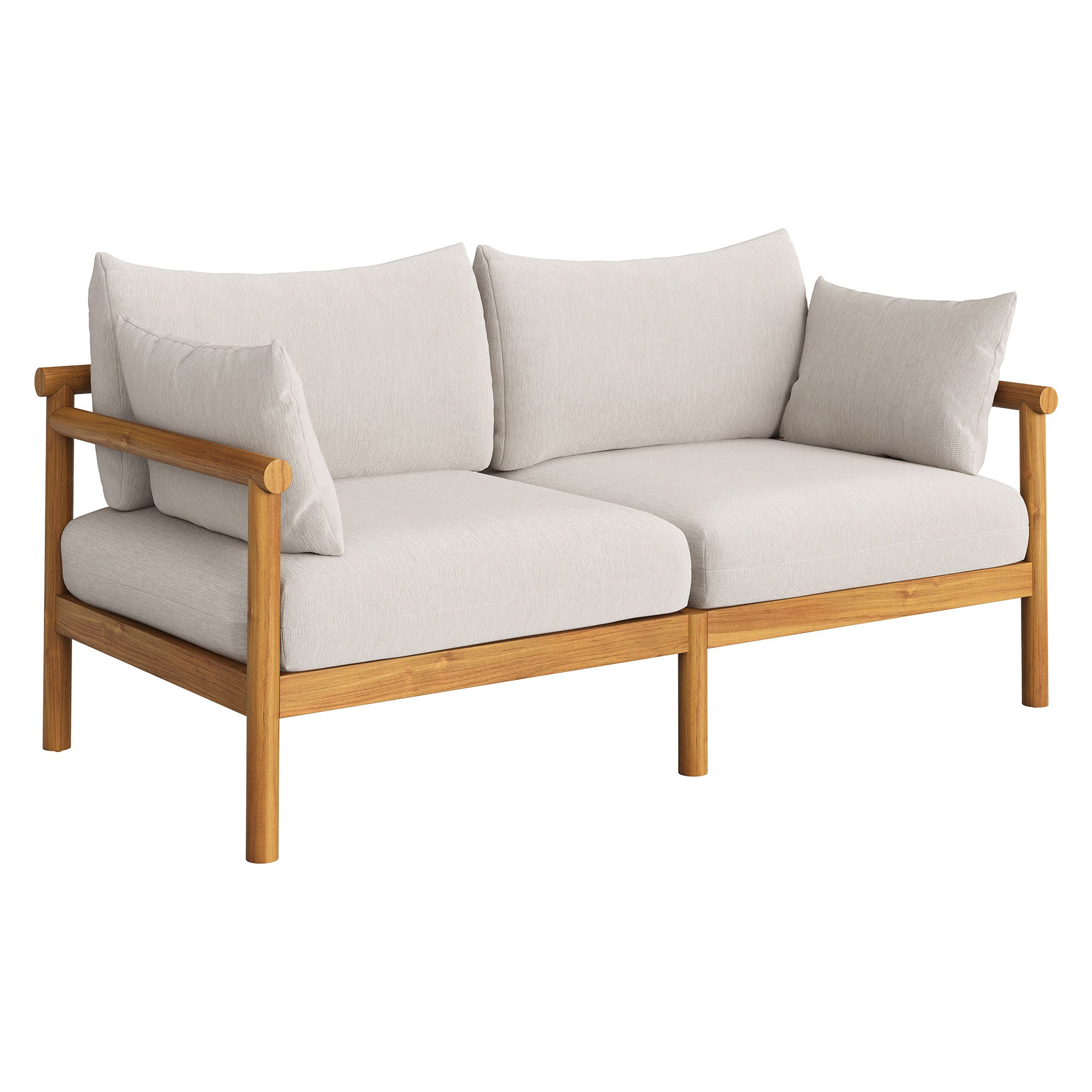 Eleni Outdoor Patio Teak Wood Loveseat - Natural Sail
