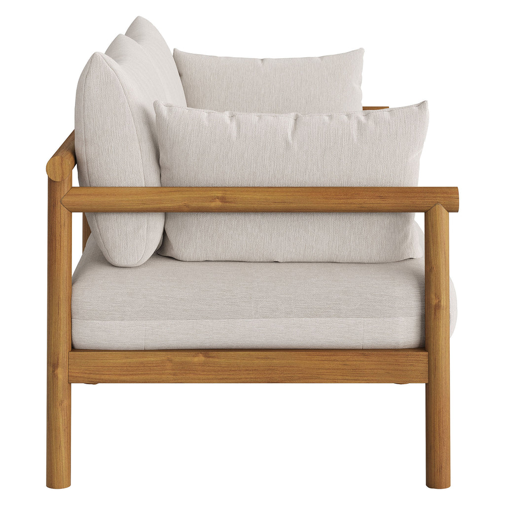 Eleni 2-Piece Outdoor Patio Teak Wood Loveseat with Ottoman Set - Natural Sail