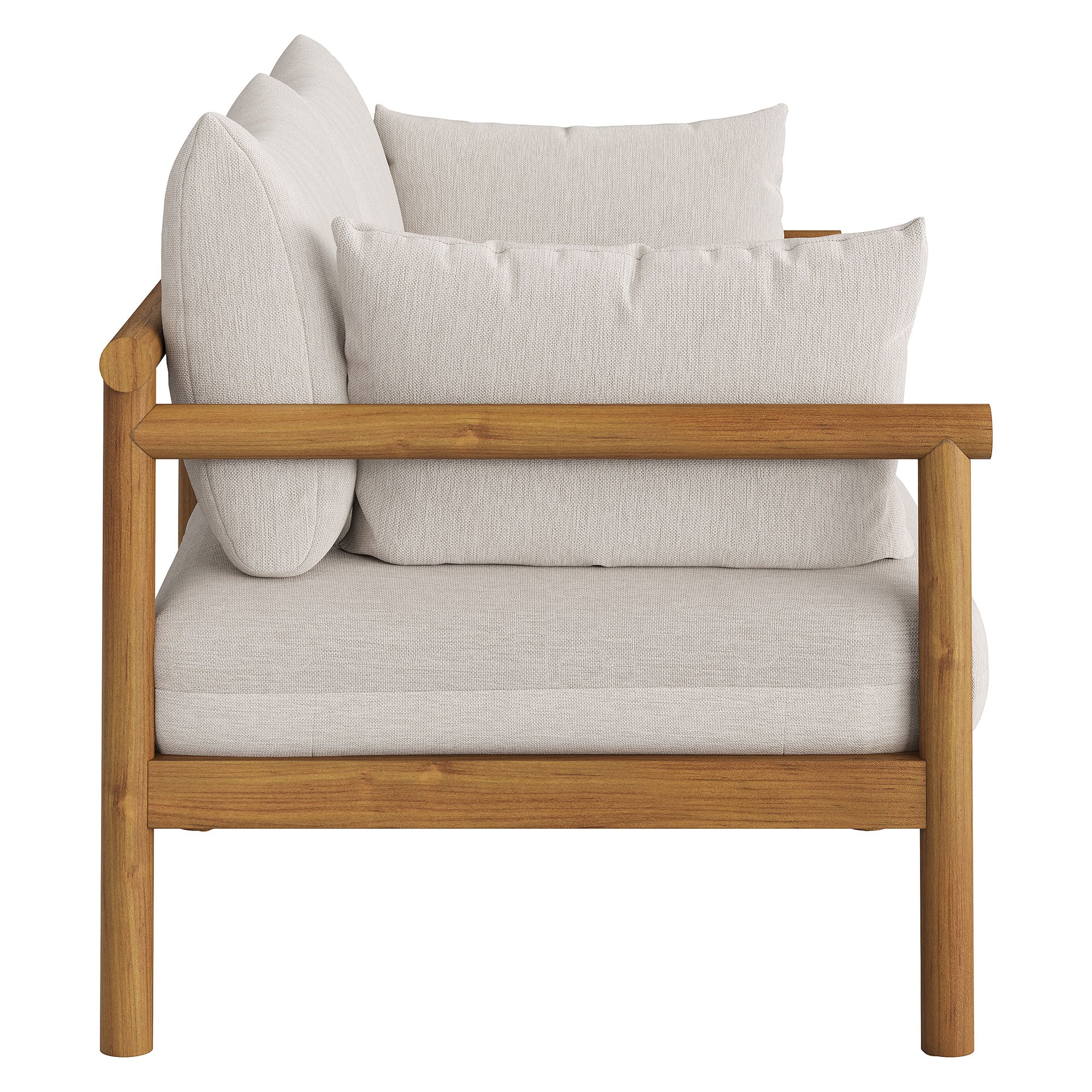 Eleni 2-Piece Outdoor Patio Teak Wood Loveseat with Ottoman Set - Natural Sail