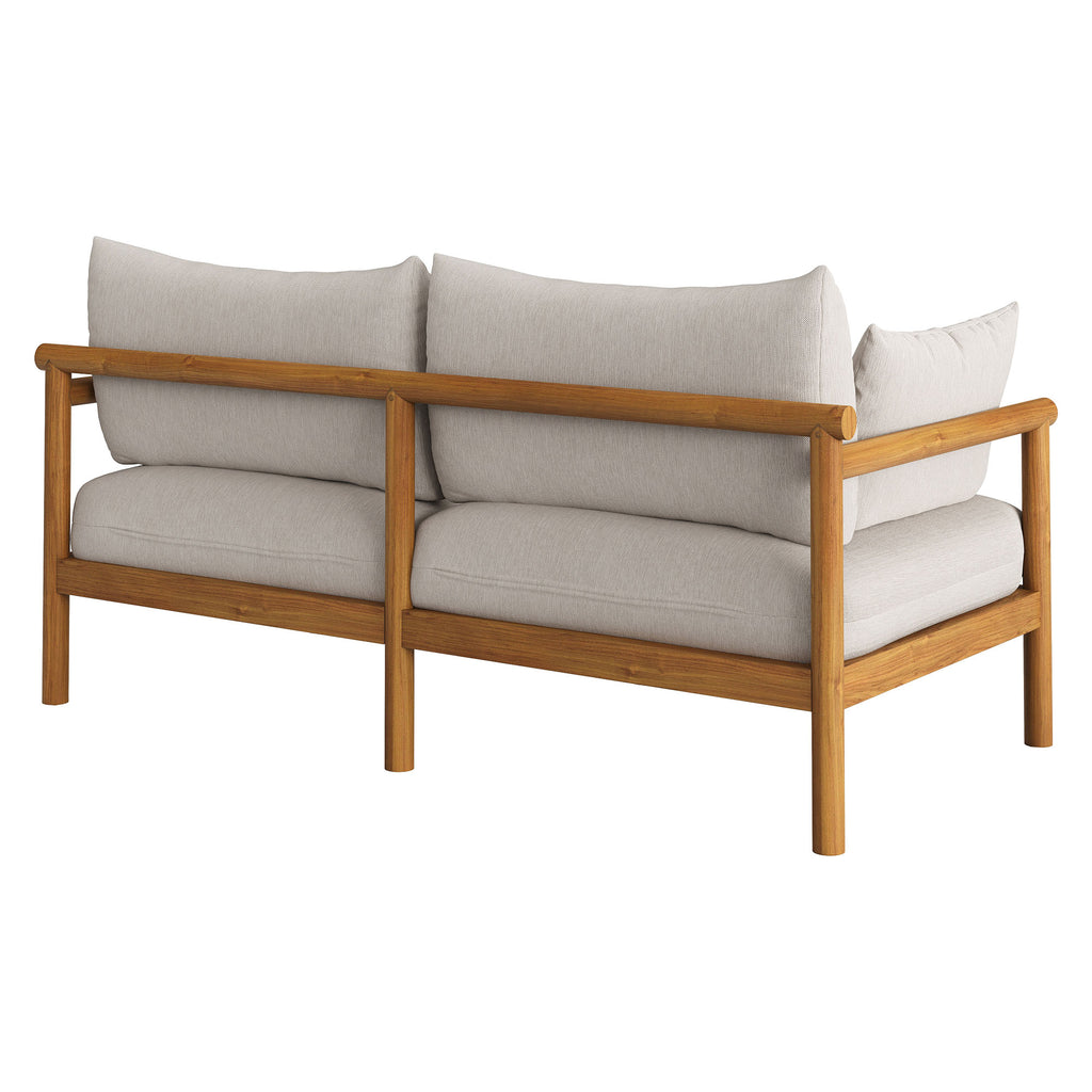 Eleni Outdoor Patio Teak Wood Loveseat - Natural Sail