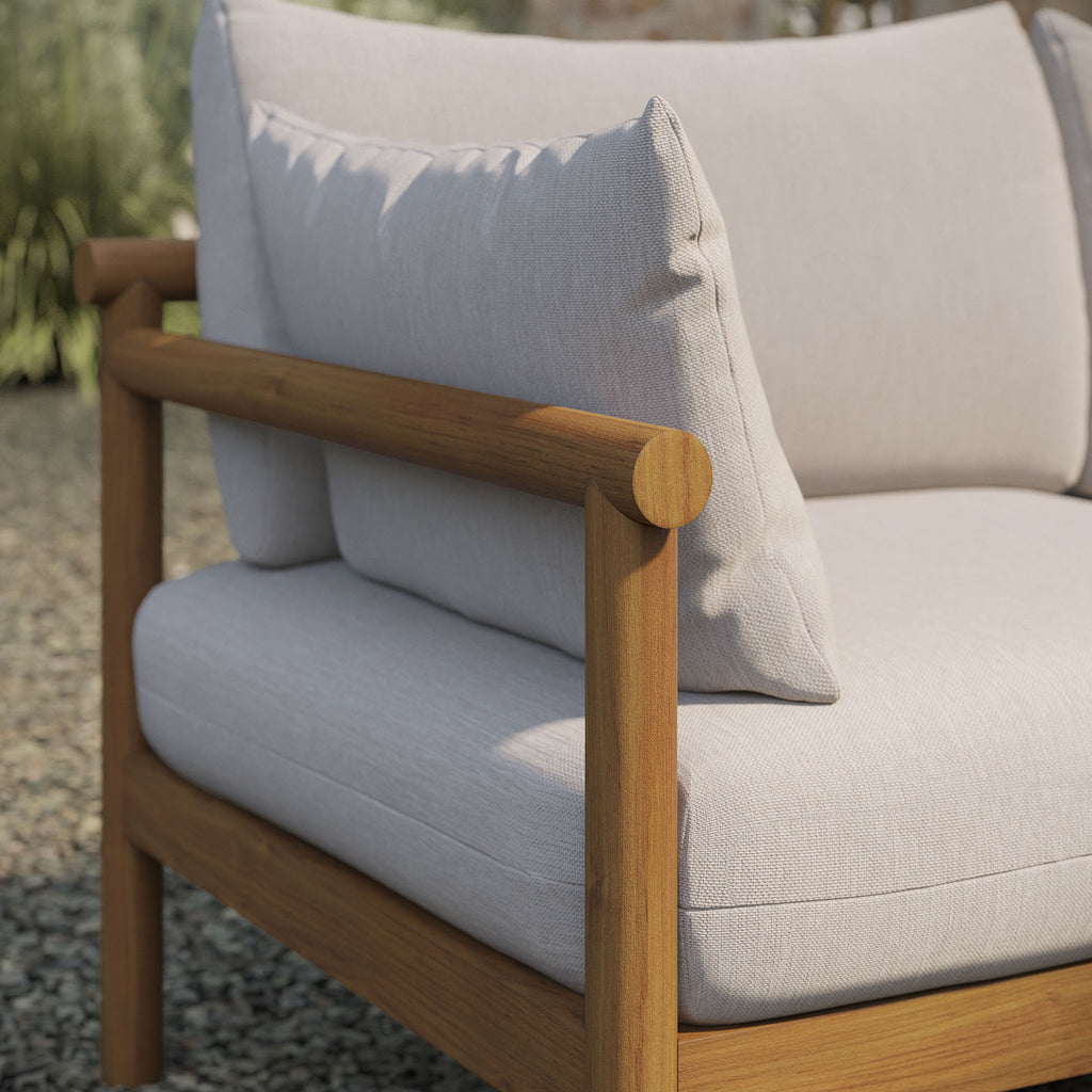 Eleni Outdoor Patio Teak Wood Loveseat - Natural Sail