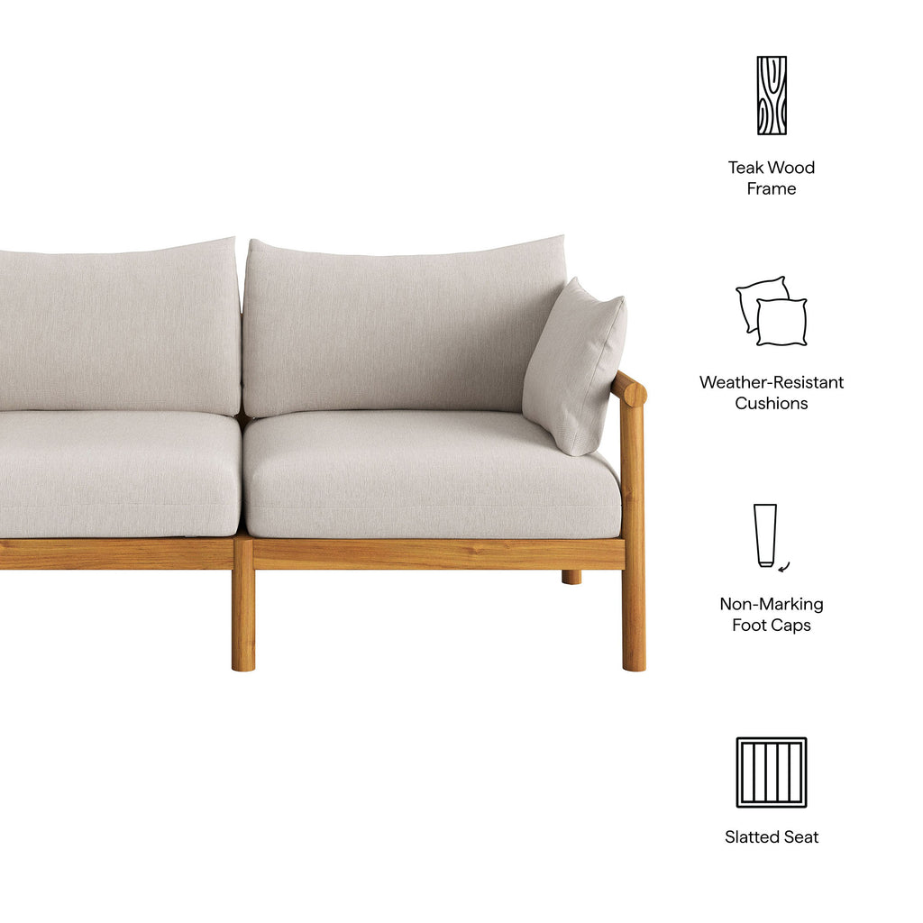 Eleni Outdoor Patio Teak Wood Loveseat - Natural Sail
