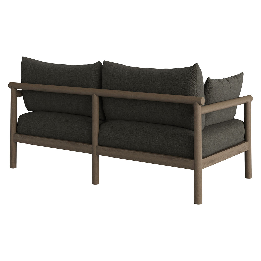 Eleni Outdoor Patio Teak Wood Loveseat - Weathered Gray Flint