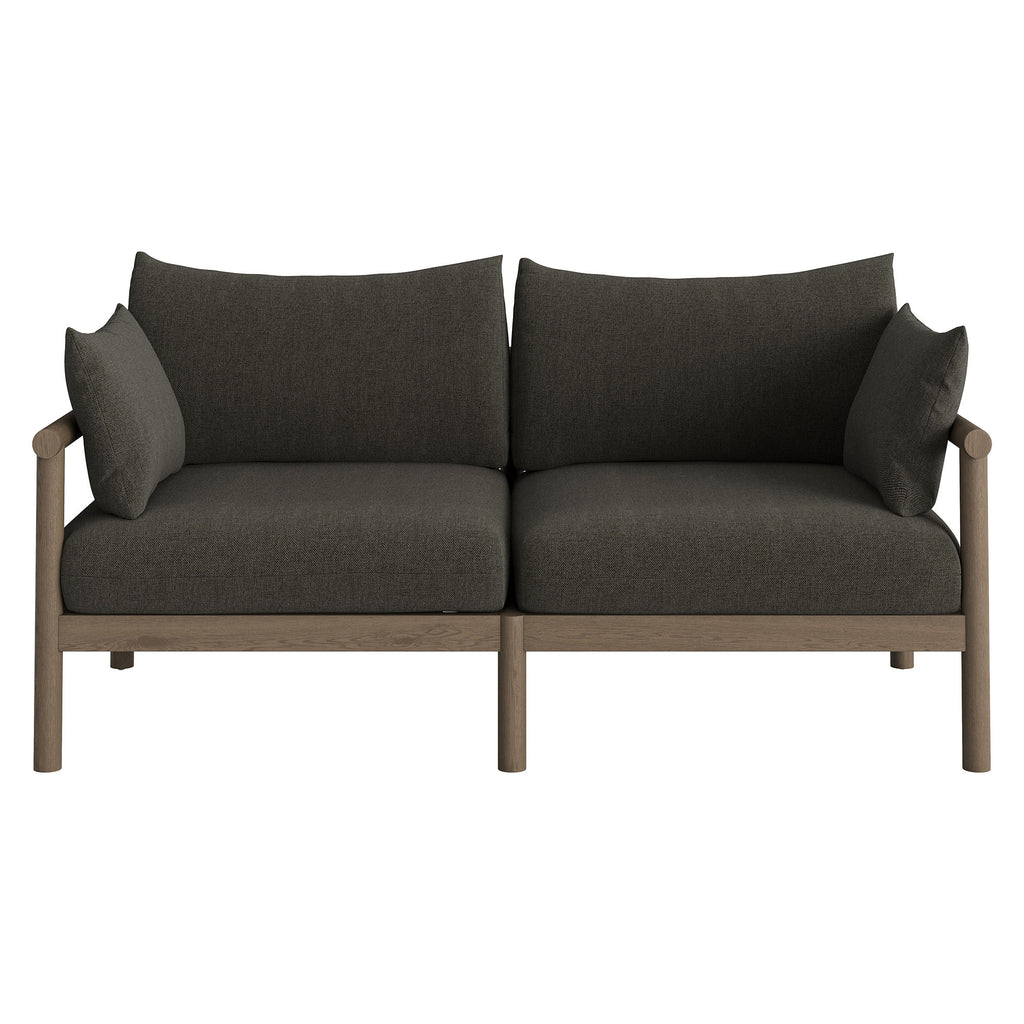 Eleni Outdoor Patio Teak Wood Loveseat - Weathered Gray Flint