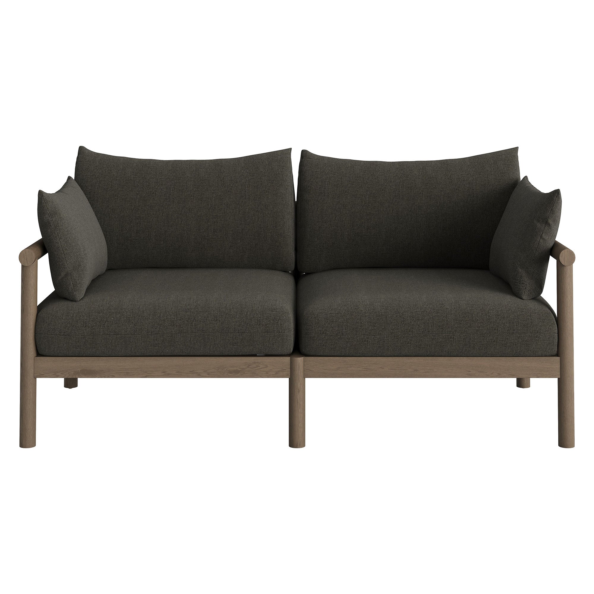 Eleni 2-Piece Outdoor Patio Teak Wood Loveseat with Ottoman Set - Weathered Gray Flint